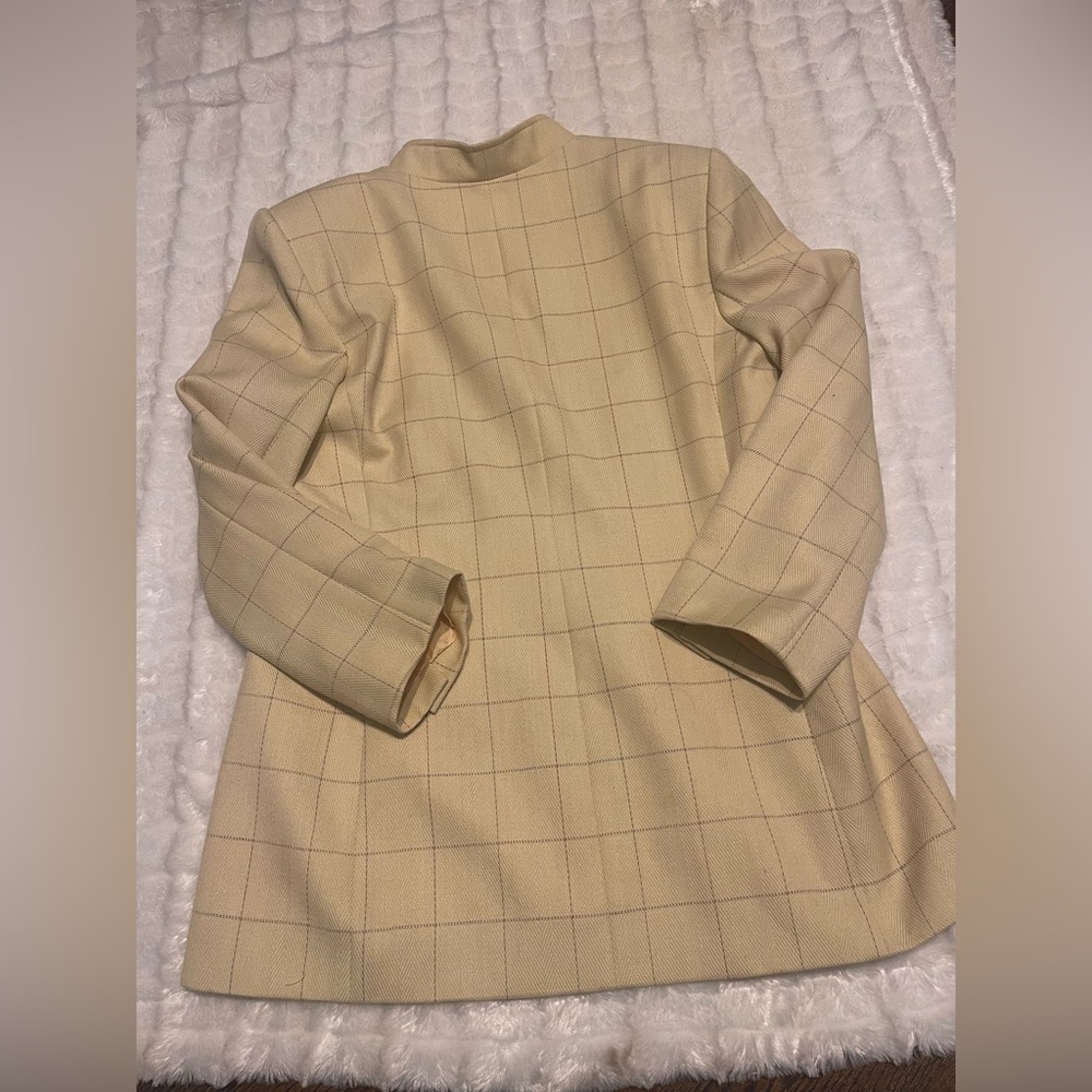 Albert Nipon  women’s  casual Pale Yellow Windowpane Blazer 40% wool - Picture 5 of 12
